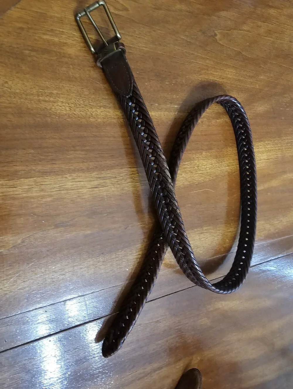 Nautica Braided Leather Belt - Dark Brown